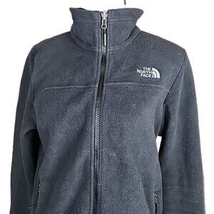 THE NORTH FACE women's Black Full Zipper Mockneck Fleece Jacket Sz Medium